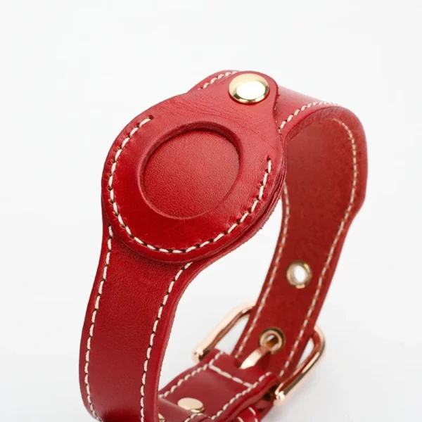 dog collar with airtag holder red