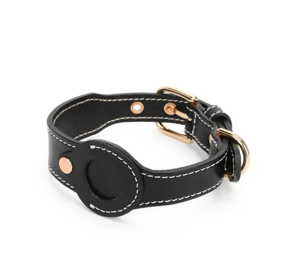 leather dog collar with airtag holder