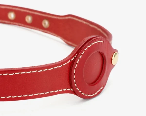 Leather Dog Collar with Apple AirTag Holder - Image 10