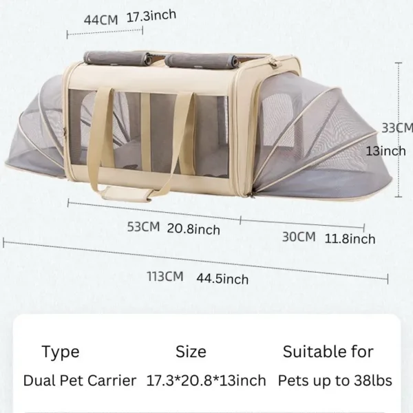 dual pet carrier size