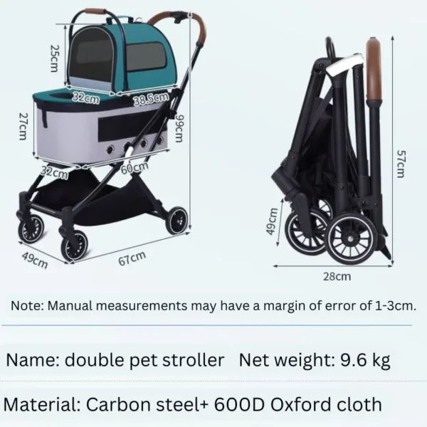 foldable pet double stroller