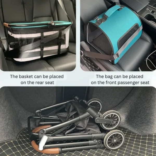 pet stroller with two detachable carrier