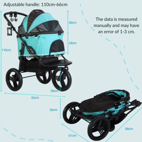 3-Wheel Dog Stroller with Removable Carrier - Image 7