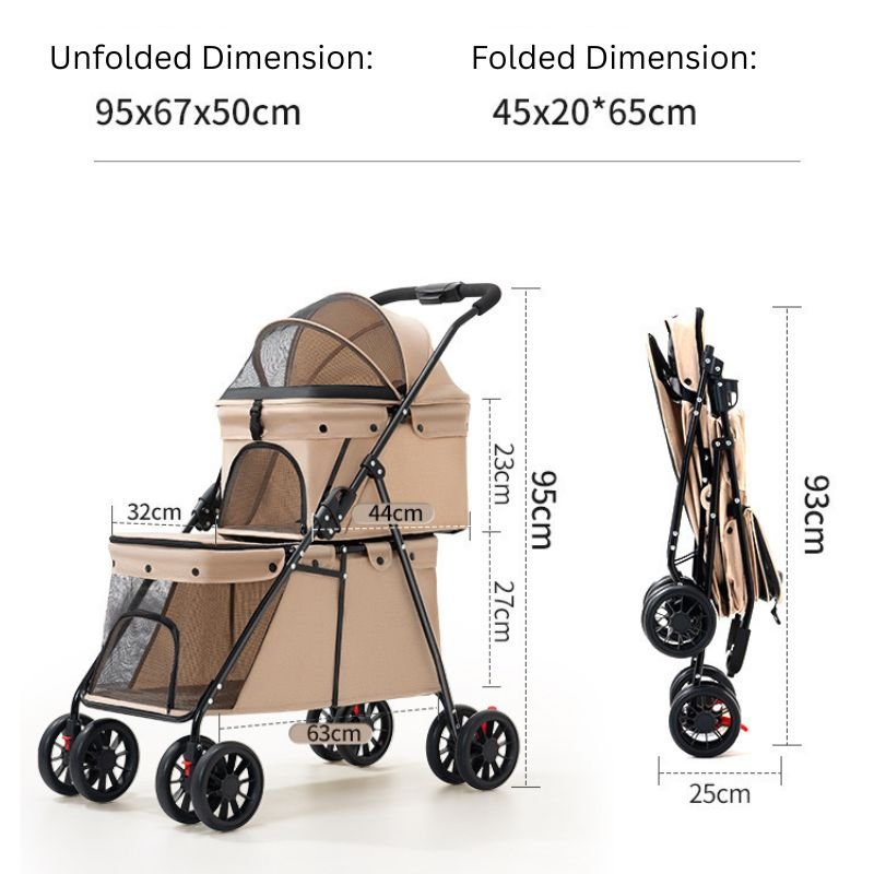 foldable double pet stroller size